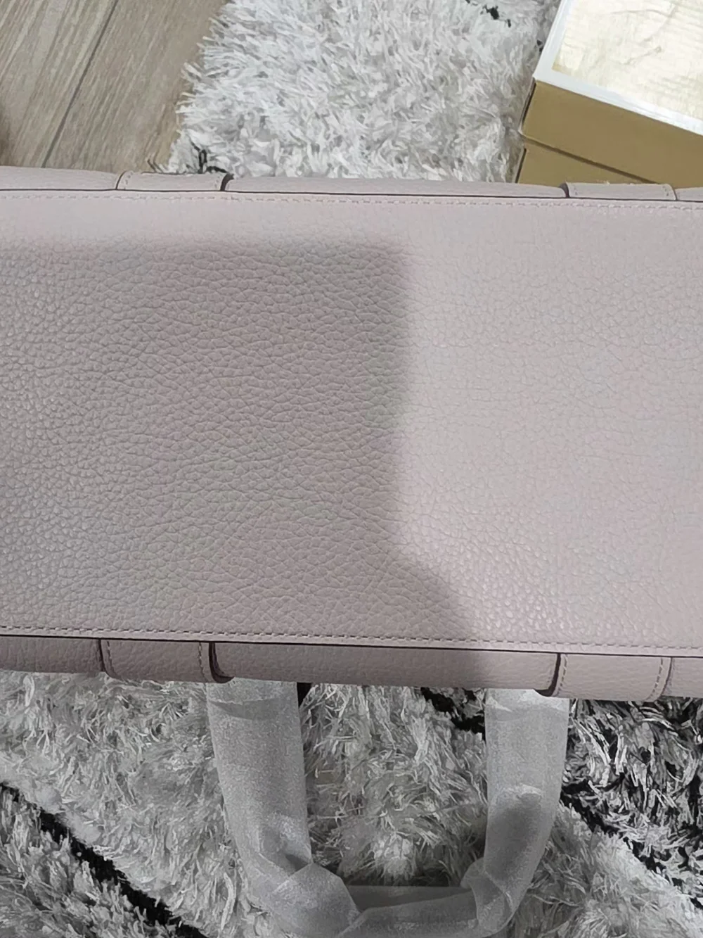 kate spade pale lavender leather tote with logo straps
